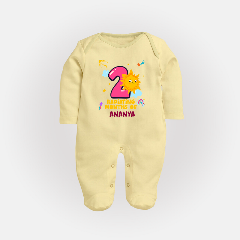 Mark Your BabyÕs 2-Month Celebration With Our Customized Baby Sleep Suit, Made For Joyful Celebrations - PASTEL YELLOW - New Born (Chest 7.5")