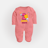 Mark Your BabyÕs 2-Month Celebration With Our Customized Baby Sleep Suit, Made For Joyful Celebrations - PEACH - New Born (Chest 7.5")