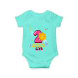 Celebrate The 2nd Month Birthday Custom Romper, Personalized with your Little one's name - ARCTIC BLUE - 0 - 3 Months Old (Chest 16")