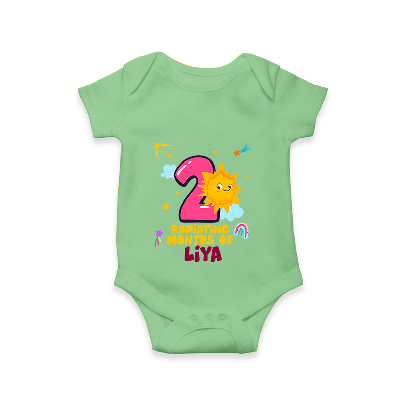 Celebrate The 2nd Month Birthday Custom Romper, Personalized with your Little one's name - GREEN - 0 - 3 Months Old (Chest 16")