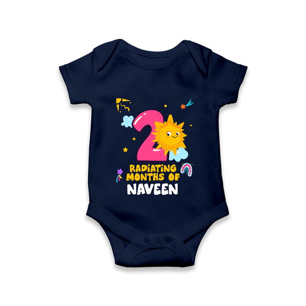 2nd Month Baby Outfit | Personalized Romper/Onesie for Newborn | Milestone Gift Idea - NAVY BLUE - New Born (Chest 14")