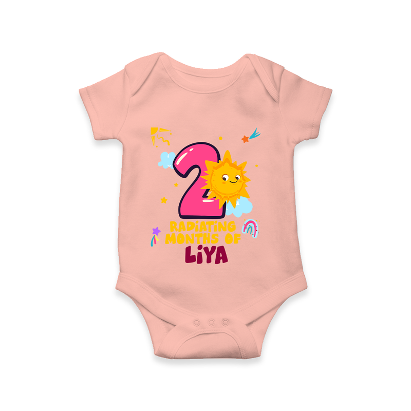 Celebrate The 2nd Month Birthday Custom Romper, Personalized with your Little one's name - PEACH - 0 - 3 Months Old (Chest 16")
