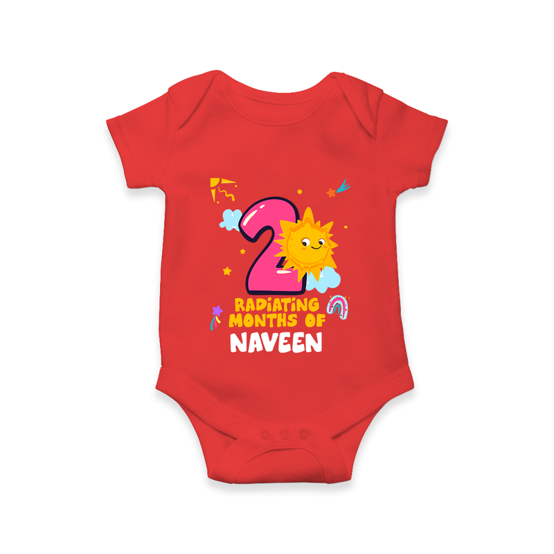 2nd Month Baby Outfit | Personalized Romper/Onesie for Newborn | Milestone Gift Idea - RED - New Born (Chest 14")