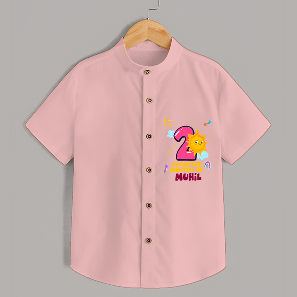 Celebrate The 2nd Month Birthday Custom Shirt, Personalized with your Little one's name - PEACH - 0 - 6 Months Old (Chest 21")