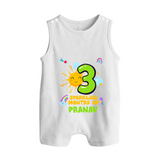 3rd Month Baby Outfit | Personalized Romper Suit/ Sleeveless Romper for Newborn | Milestone Gift Idea - WHITE - 0 - 5 Months Old (Chest 18")