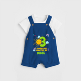 Celebrate The 3rd Month Birthday Custom Dungaree set, Personalized with your Baby's name - COBALT BLUE - 0 - 5 Months Old (Chest 17")