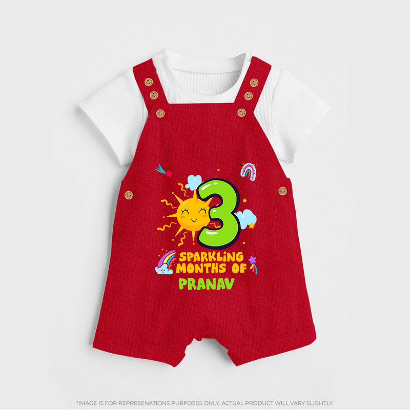 Mark Your BabyÕs 3-Month Celebration With Our Customized Baby Dungaree Set, Made For Joyful Celebrations - RED - 0 - 5 Months Old (Chest 18")