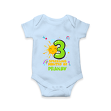 3rd Month Baby Outfit | Personalized Romper/Onesie for Newborn | Milestone Gift Idea - BABY BLUE - New Born (Chest 14")