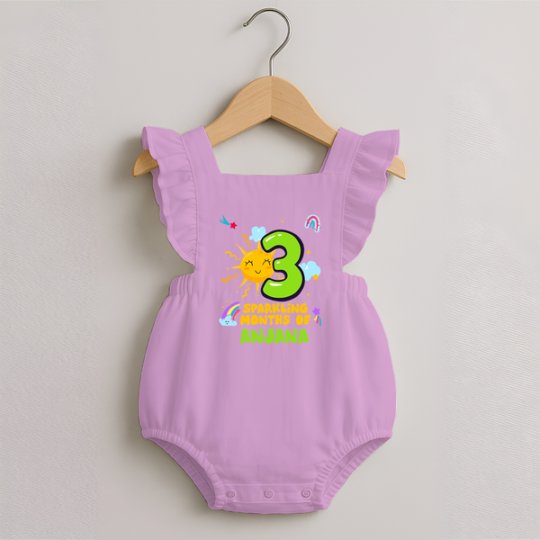 3rd Month Baby Outfit | Personalized Romper Frock for Newborn | Milestone Gift Idea - BABY PINK - 0 - 3 Months Old (Chest 19")