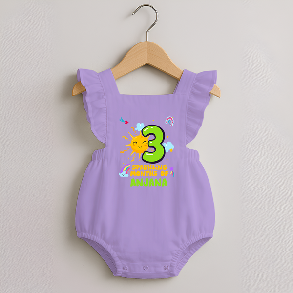3rd Month Baby Outfit | Personalized Romper Frock for Newborn | Milestone Gift Idea - LILAC - 0 - 3 Months Old (Chest 19")