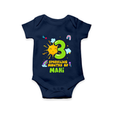Celebrate The 3rd Month Birthday Custom Romper, Personalized with your Little one's name - NAVY BLUE - 0 - 3 Months Old (Chest 16")