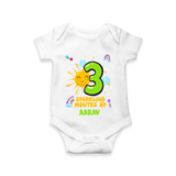 Celebrate The 3rd Month Birthday Custom Romper, Personalized with your Little one's name - WHITE - 0 - 3 Months Old (Chest 16")