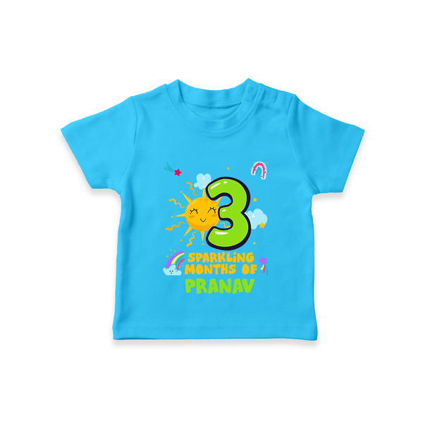 3rd Month Baby Outfit | Personalized T-Shirt for Newborn | Milestone Gift Idea - SKY BLUE - 0-5 Months Old (Chest 17")