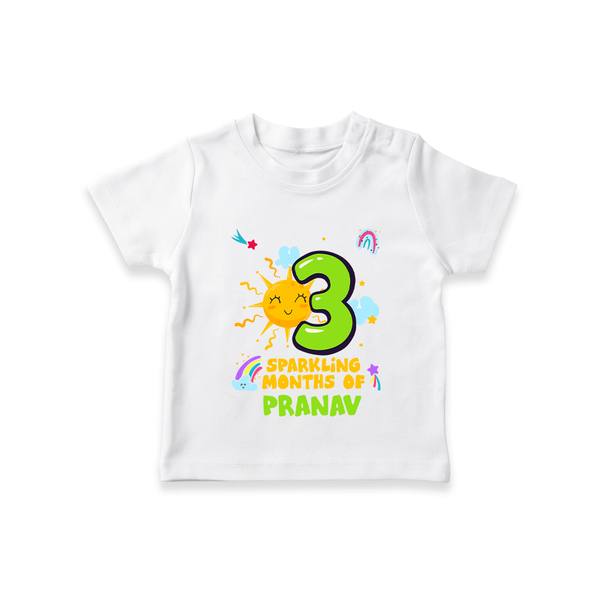 3rd Month Baby Outfit | Personalized T-Shirt for Newborn | Milestone Gift Idea - WHITE - 0-5 Months Old (Chest 17")
