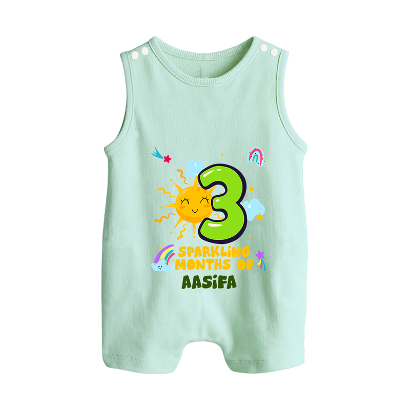 Mark Your BabyÕs 3-Month Celebration With Our Customized Baby Romper Suit, Made For Joyful Celebrations - MINT GREEN - 0 - 5 Months Old (Chest 18")