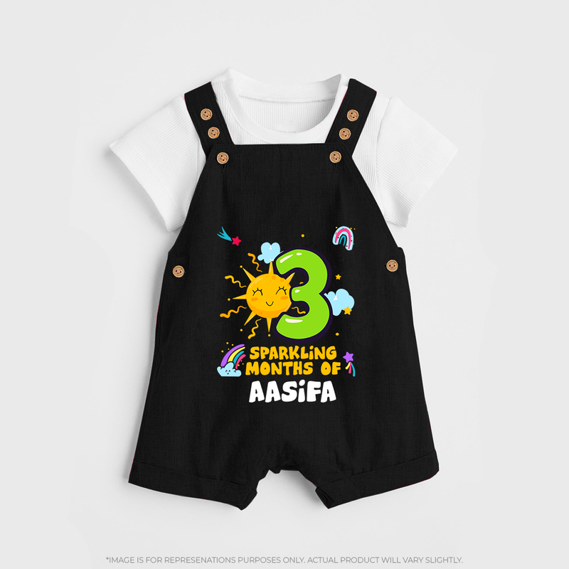 3rd Month Baby Outfit | Personalized Dungaree Set for Newborn | Milestone Gift Idea - BLACK - 0 - 5 Months Old (Chest 18")