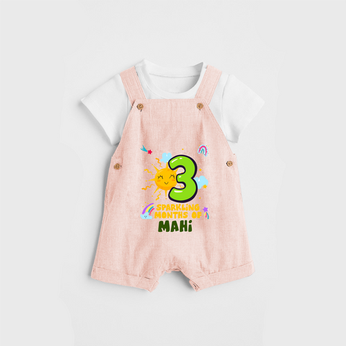 Celebrate The 3rd Month Birthday Custom Dungaree set, Personalized with your Baby's name