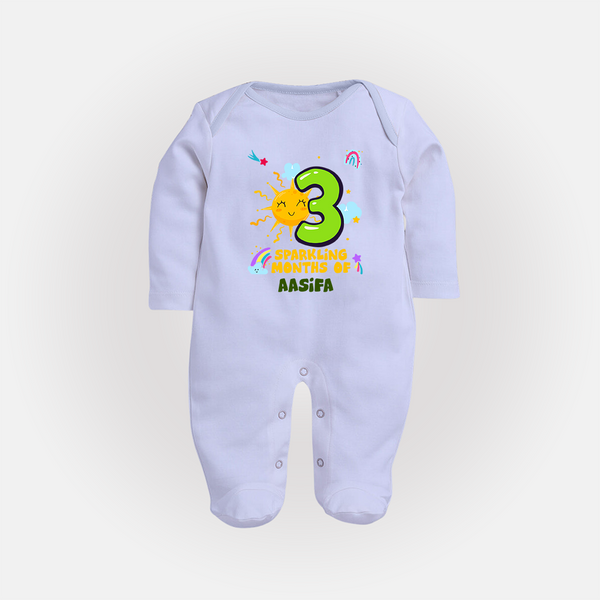 Mark Your BabyÕs 3-Month Celebration With Our Customized Baby Sleep Suit, Made For Joyful Celebrations - BABY BLUE - New Born (Chest 7.5")