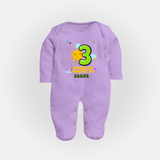 Mark Your BabyÕs 3-Month Celebration With Our Customized Baby Sleep Suit, Made For Joyful Celebrations - LILAC - New Born (Chest 7.5")