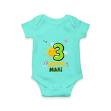 Celebrate The 3rd Month Birthday Custom Romper, Personalized with your Little one's name - ARCTIC BLUE - 0 - 3 Months Old (Chest 16")
