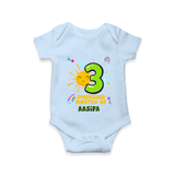 Mark Your BabyÕs 3-Month Celebration With Our Customized Baby Romper, Made For Joyful Celebrations - BABY BLUE - 0 - 3 Months Old (Chest 16")