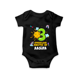 3rd Month Baby Outfit | Personalized Romper/Onesie for Newborn | Milestone Gift Idea - BLACK - New Born (Chest 14")