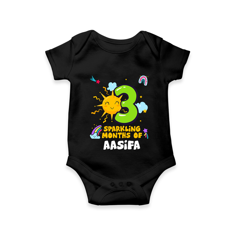 3rd Month Baby Outfit | Personalized Romper/Onesie for Newborn | Milestone Gift Idea - BLACK - New Born (Chest 14")