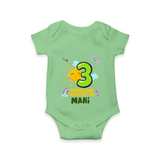 Celebrate The 3rd Month Birthday Custom Romper, Personalized with your Little one's name - GREEN - 0 - 3 Months Old (Chest 16")