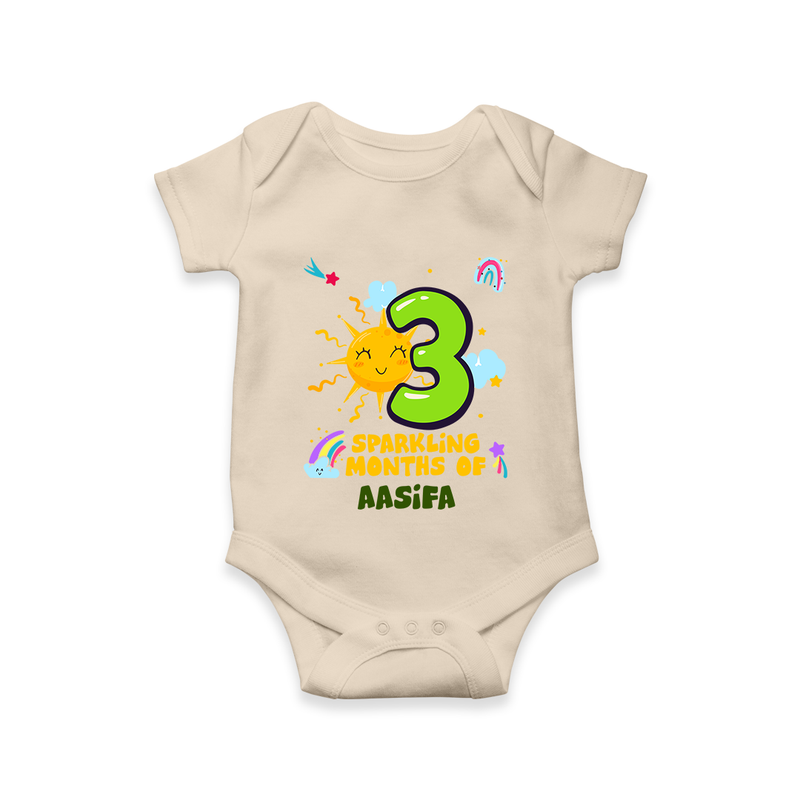 Mark Your BabyÕs 3-Month Celebration With Our Customized Baby Romper, Made For Joyful Celebrations - IVORY - 0 - 3 Months Old (Chest 16")