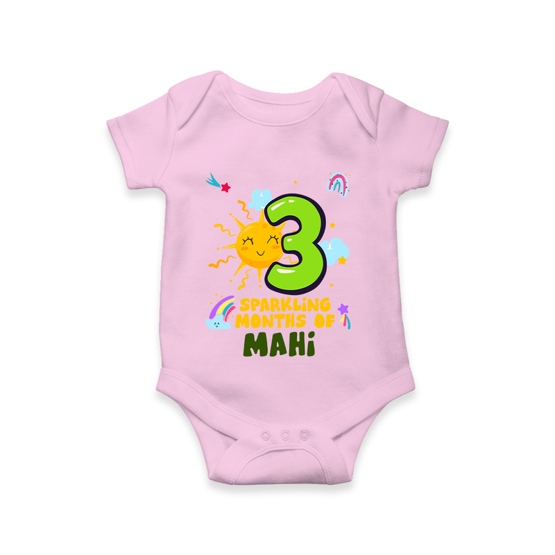 Celebrate The 3rd Month Birthday Custom Romper, Personalized with your Little one's name - PINK - 0 - 3 Months Old (Chest 16")