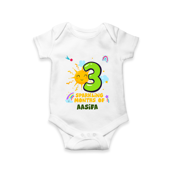 Mark Your BabyÕs 3-Month Celebration With Our Customized Baby Romper, Made For Joyful Celebrations - WHITE - 0 - 3 Months Old (Chest 16")