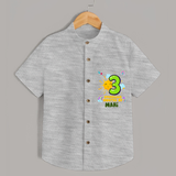 Celebrate The 3rd Month Birthday Custom Shirt, Personalized with your Little one's name - GREY MELANGE - 0 - 6 Months Old (Chest 21")