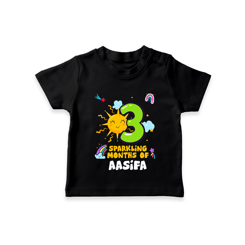 3rd Month Baby Outfit | Personalized T-Shirt for Newborn | Milestone Gift Idea - BLACK - 0-5 Months Old (Chest 17")