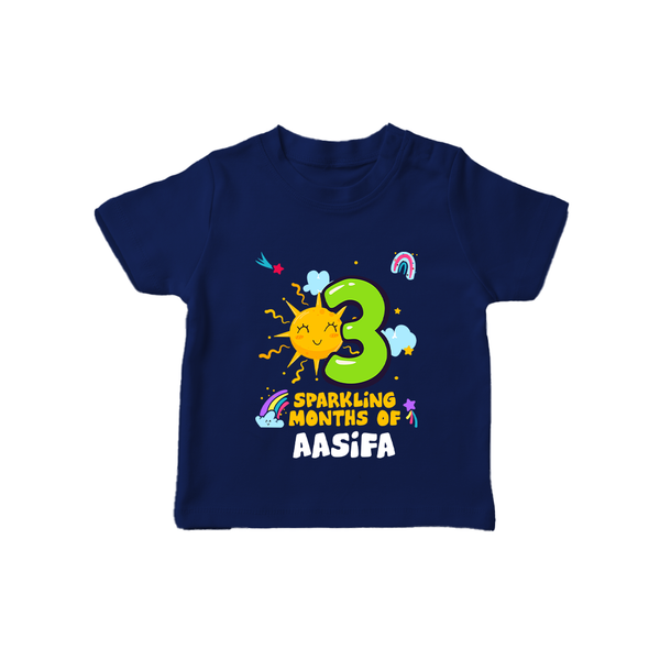 3rd Month Baby Outfit | Personalized T-Shirt for Newborn | Milestone Gift Idea - NAVY BLUE - 0-5 Months Old (Chest 17")