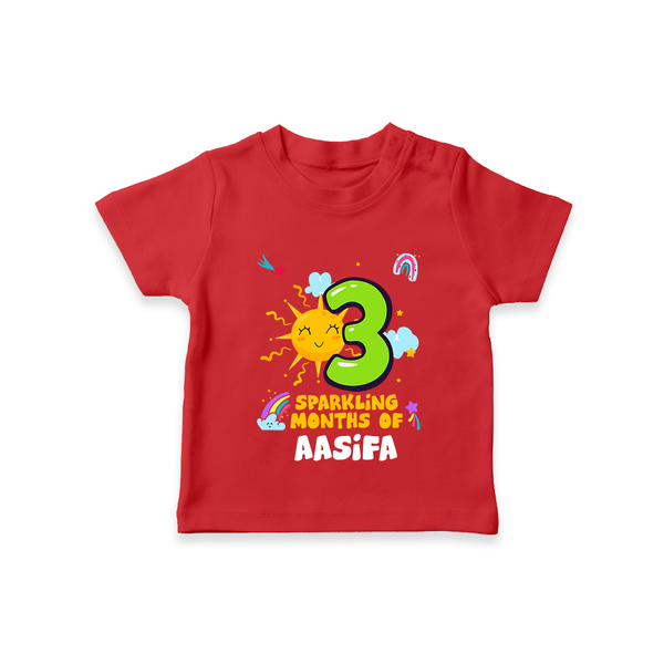 3rd Month Baby Outfit | Personalized T-Shirt for Newborn | Milestone Gift Idea - RED - 0-5 Months Old (Chest 17")
