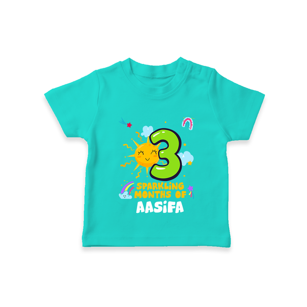 3rd Month Baby Outfit | Personalized T-Shirt for Newborn | Milestone Gift Idea - TEAL - 0-5 Months Old (Chest 17")