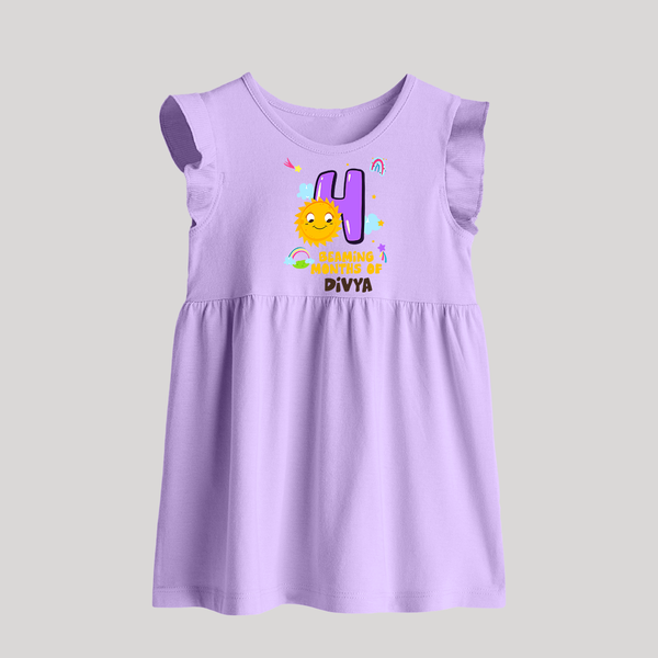 4th Month Baby Outfit | Personalized Baby Frock for Newborn | Milestone Gift Idea - LILAC - 0 - 3 Months Old (Chest 17")