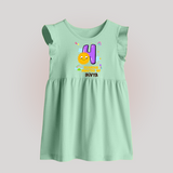 4th Month Baby Outfit | Personalized Baby Frock for Newborn | Milestone Gift Idea - MINT GREEN - 0 - 3 Months Old (Chest 17")