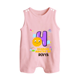 4th Month Baby Outfit | Personalized Romper Suit/ Sleeveless Romper for Newborn | Milestone Gift Idea - BABY PINK - 0 - 5 Months Old (Chest 18")