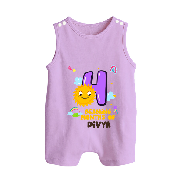 4th Month Baby Outfit | Personalized Romper Suit/ Sleeveless Romper for Newborn | Milestone Gift Idea - LILAC - 0 - 5 Months Old (Chest 18")