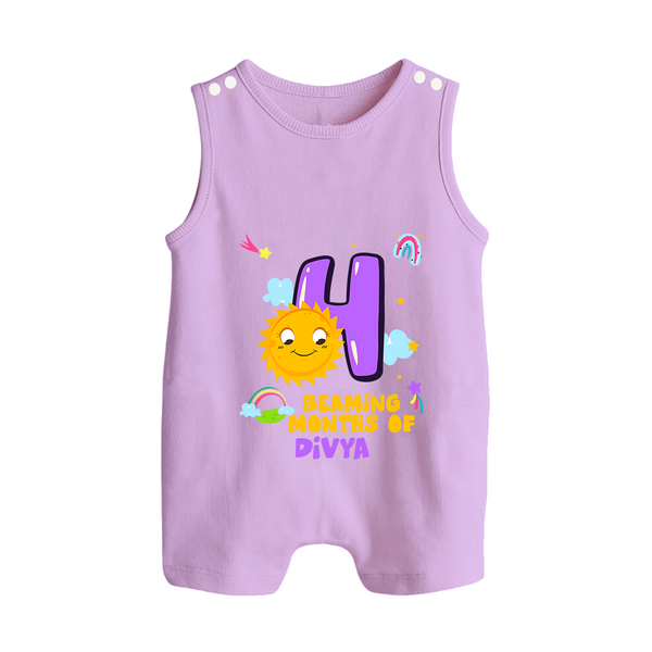 Mark Your BabyÕs 4-Month Celebration With Our Customized Baby Romper Suit, Made For Joyful Celebrations - LILAC - 0 - 5 Months Old (Chest 18")