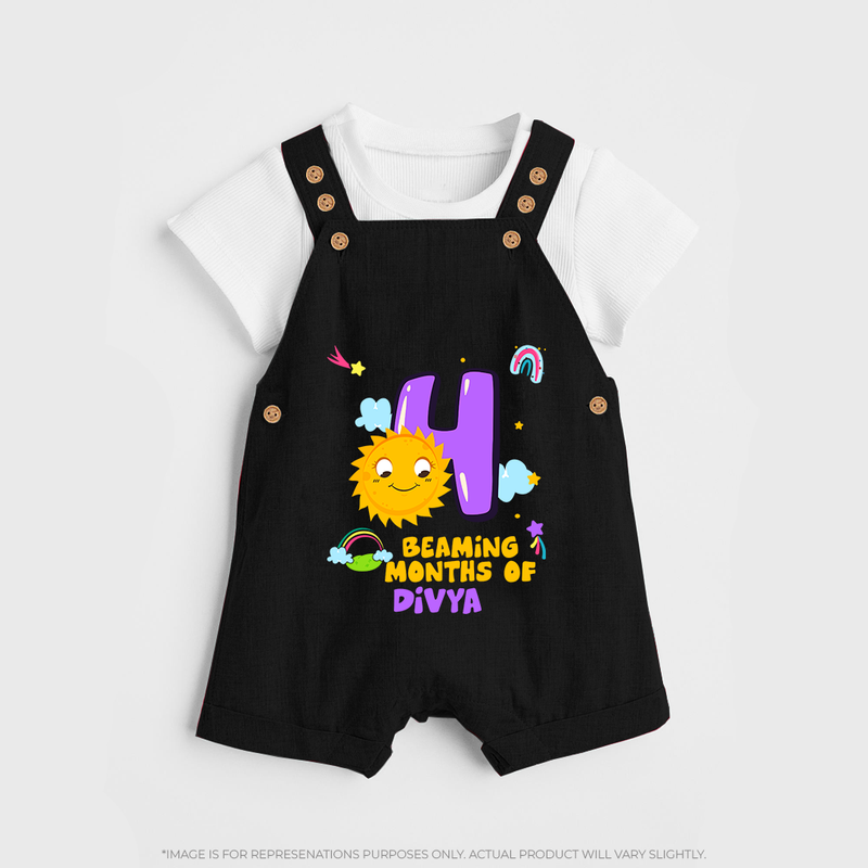 Mark Your BabyÕs 4-Month Celebration With Our Customized Baby Dungaree Set, Made For Joyful Celebrations - BLACK - 0 - 5 Months Old (Chest 18")