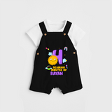 Celebrate The 4th Month Birthday Custom Dungaree set, Personalized with your Baby's name - BLACK - 0 - 5 Months Old (Chest 17")