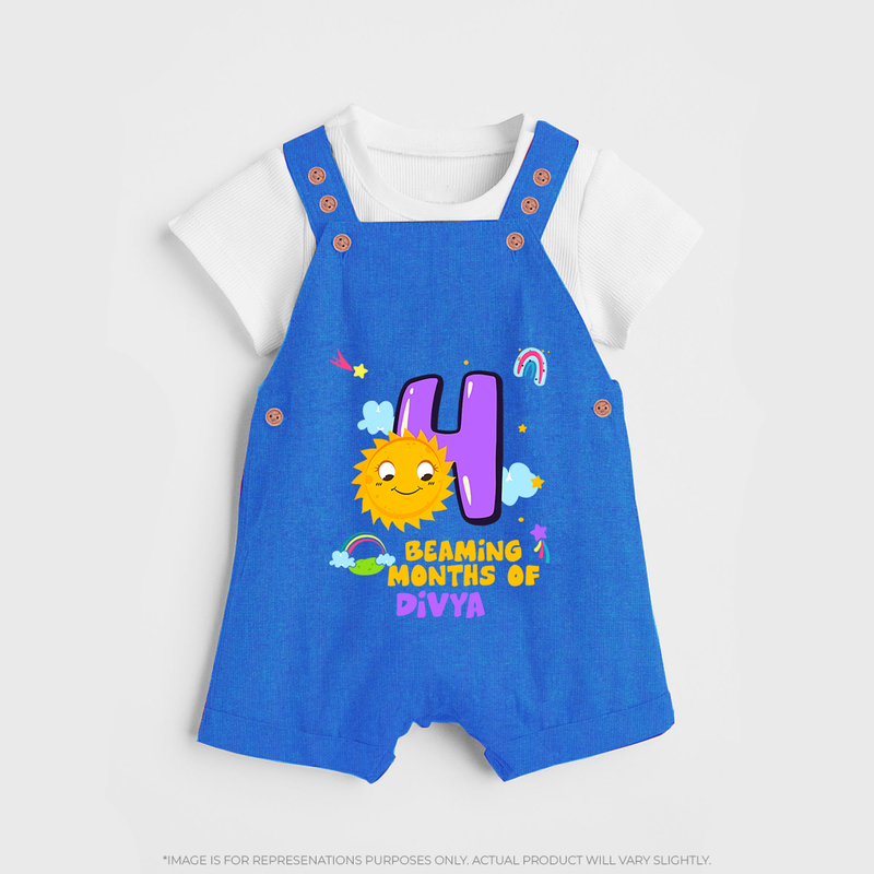 Mark Your BabyÕs 4-Month Celebration With Our Customized Baby Dungaree Set, Made For Joyful Celebrations - COBALT BLUE - 0 - 5 Months Old (Chest 18")