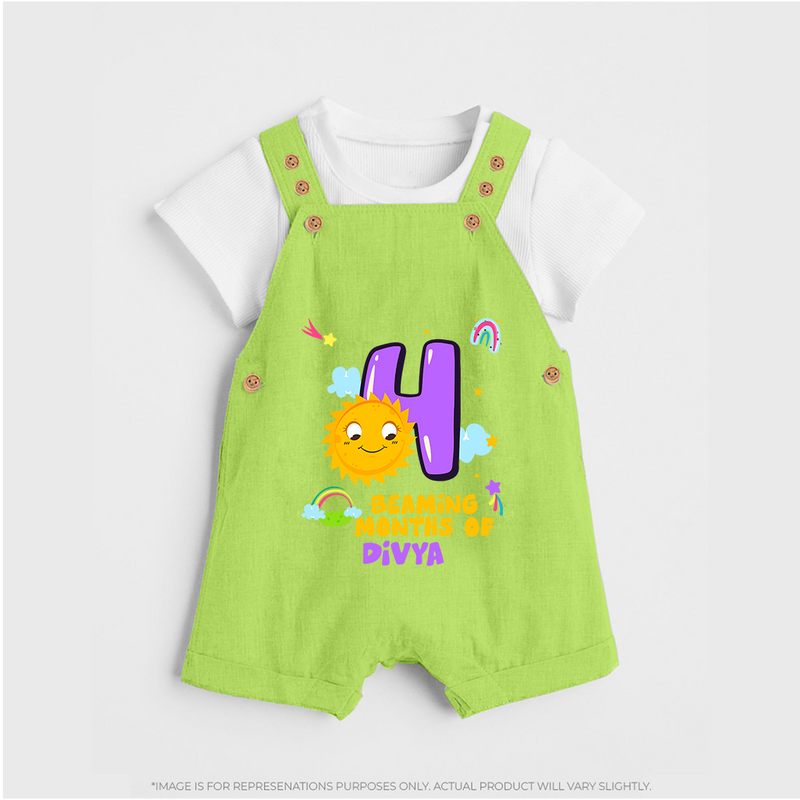 Mark Your BabyÕs 4-Month Celebration With Our Customized Baby Dungaree Set, Made For Joyful Celebrations - GREEN - 0 - 5 Months Old (Chest 18")