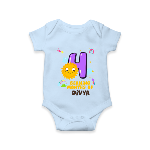 4th Month Baby Outfit | Personalized Romper/Onesie for Newborn | Milestone Gift Idea - BABY BLUE - New Born (Chest 14")