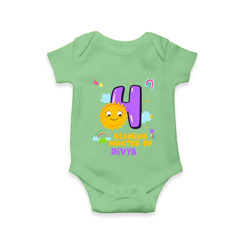 Mark Your BabyÕs 4-Month Celebration With Our Customized Baby Romper, Made For Joyful Celebrations - GREEN - 0 - 3 Months Old (Chest 16")