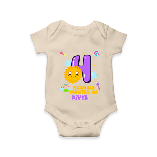 Mark Your BabyÕs 4-Month Celebration With Our Customized Baby Romper, Made For Joyful Celebrations - IVORY - 0 - 3 Months Old (Chest 16")