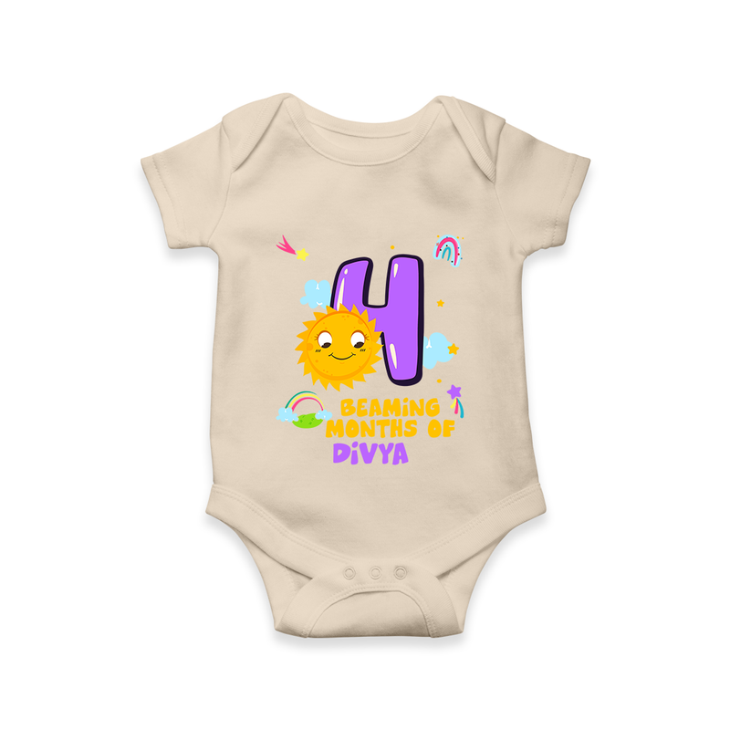 Mark Your BabyÕs 4-Month Celebration With Our Customized Baby Romper, Made For Joyful Celebrations - IVORY - 0 - 3 Months Old (Chest 16")