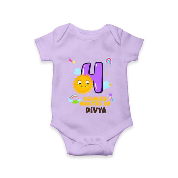 4th Month Baby Outfit | Personalized Romper/Onesie for Newborn | Milestone Gift Idea - LILAC - New Born (Chest 14")